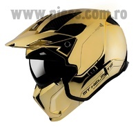 Casca MT Streetfighter SV A9 auriu cromat lucios (ochelari soare integrati) - masca (protectie) barbie si cozoroc detasabile